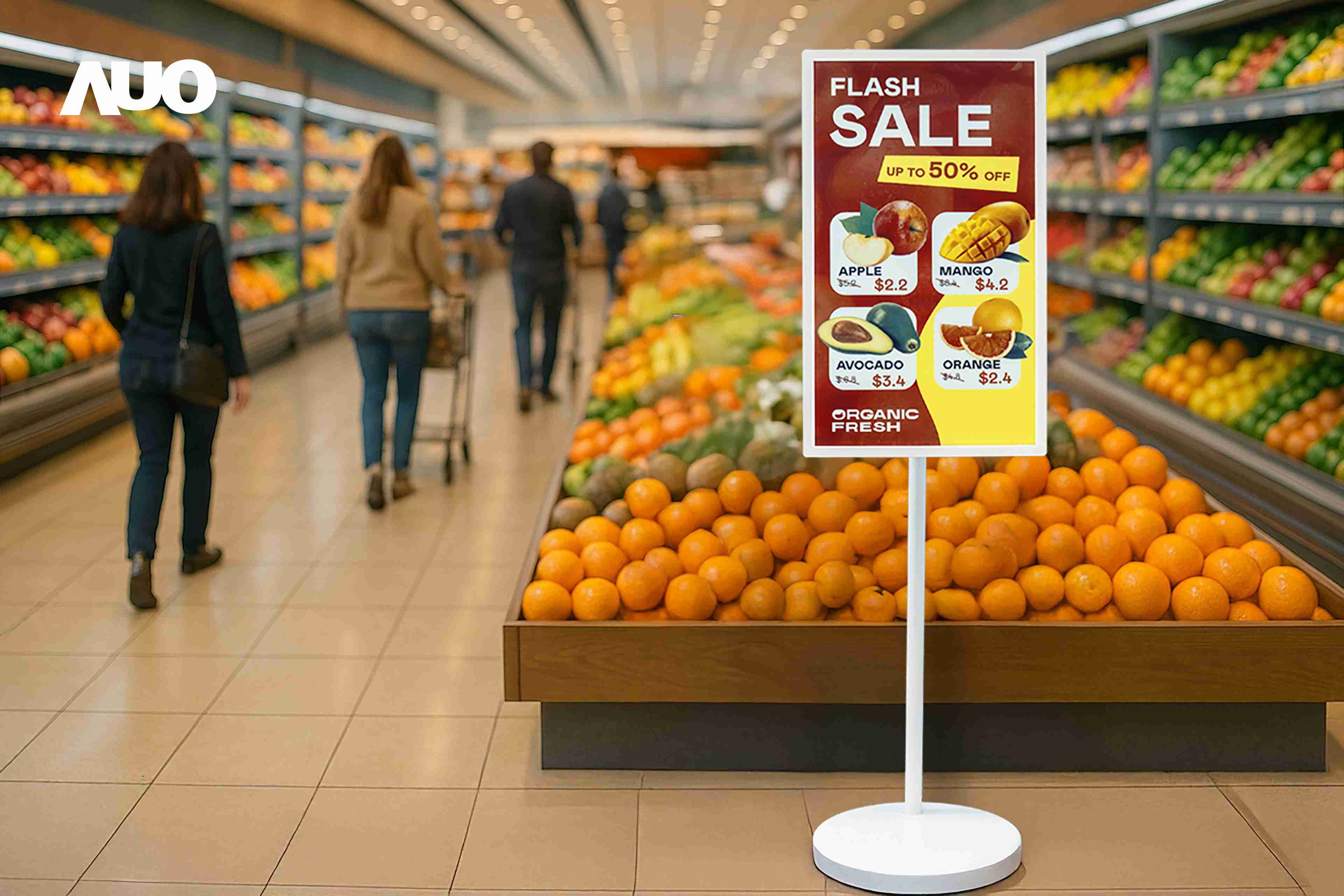 达擎首亮相低功耗、、、、全彩的〝aecoPost电子纸解决方案〞，，，仅在更新画面时需要微量的电力驱动，，，无需布建电线的便捷设计，，使其可灵活应用、、随意置放，，并可透过云端或行动装置app，，，轻松管理及排程广告内容，，，，晋升店头营销利器。。。